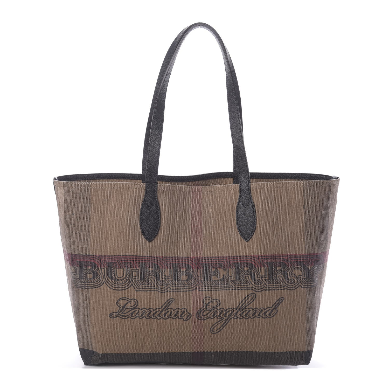 Burberry Coated Canvas Mega Check Medium Doodle Tote Black 1 of 9