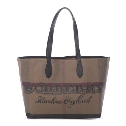 Burberry Coated Canvas Mega Check Medium Doodle Tote Black 1 of 9