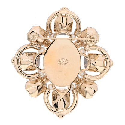 Chanel Pearl Crystal CC Brooch Pearly White Gold 3 of 5