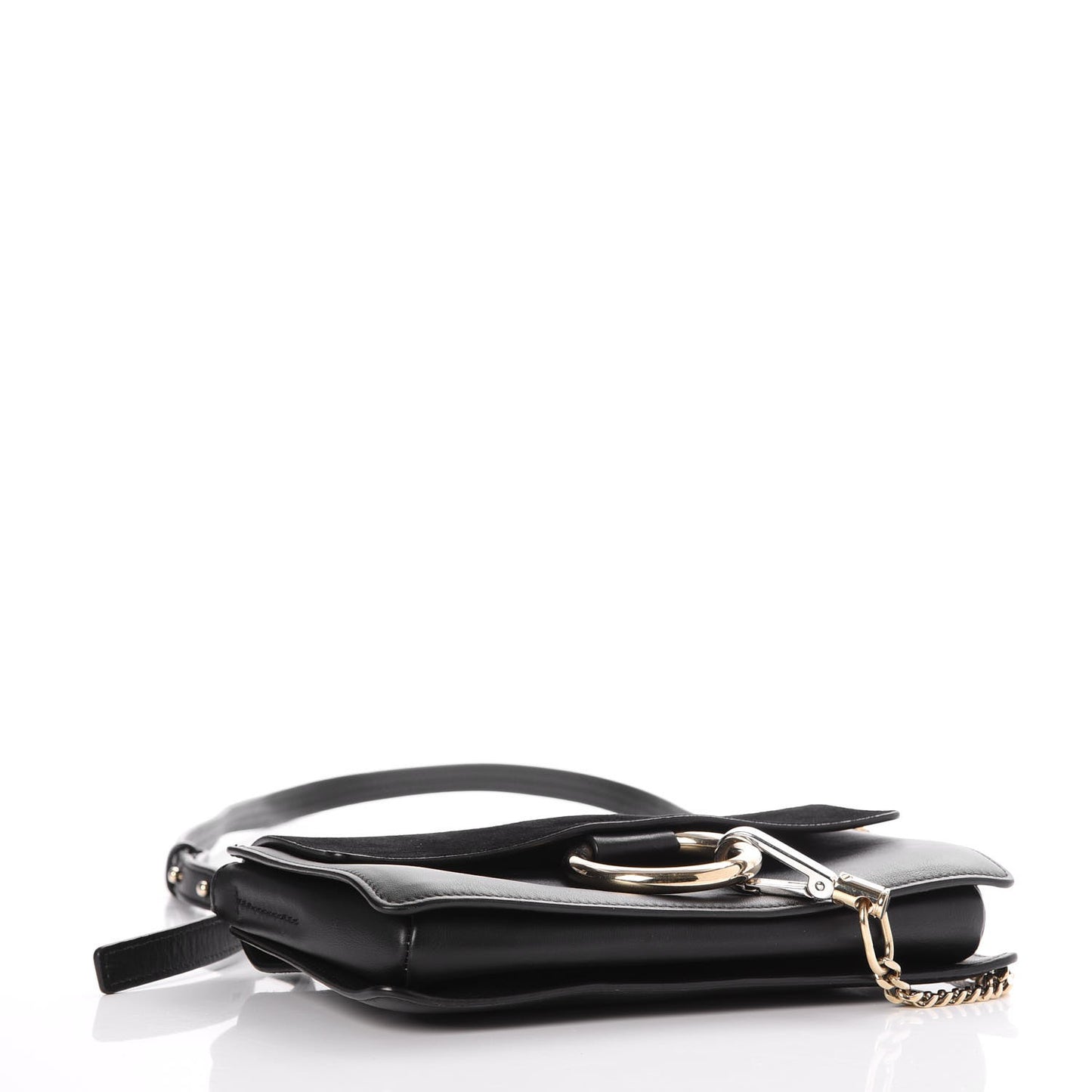 Suede Calfskin Small Faye Shoulder Bag Black