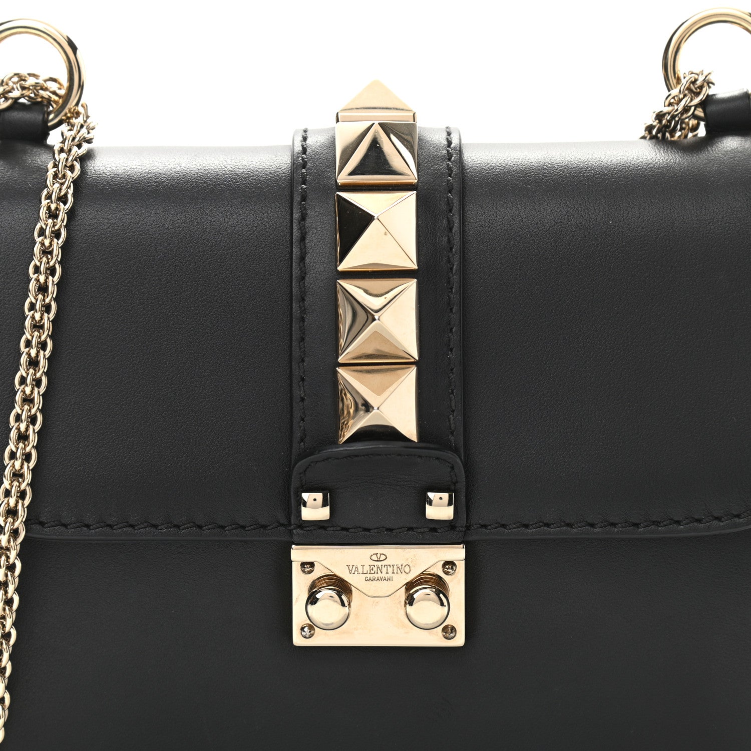 Valentino Garavani Vitello Small Glam Lock Rockstud Flap Black 9 of 10