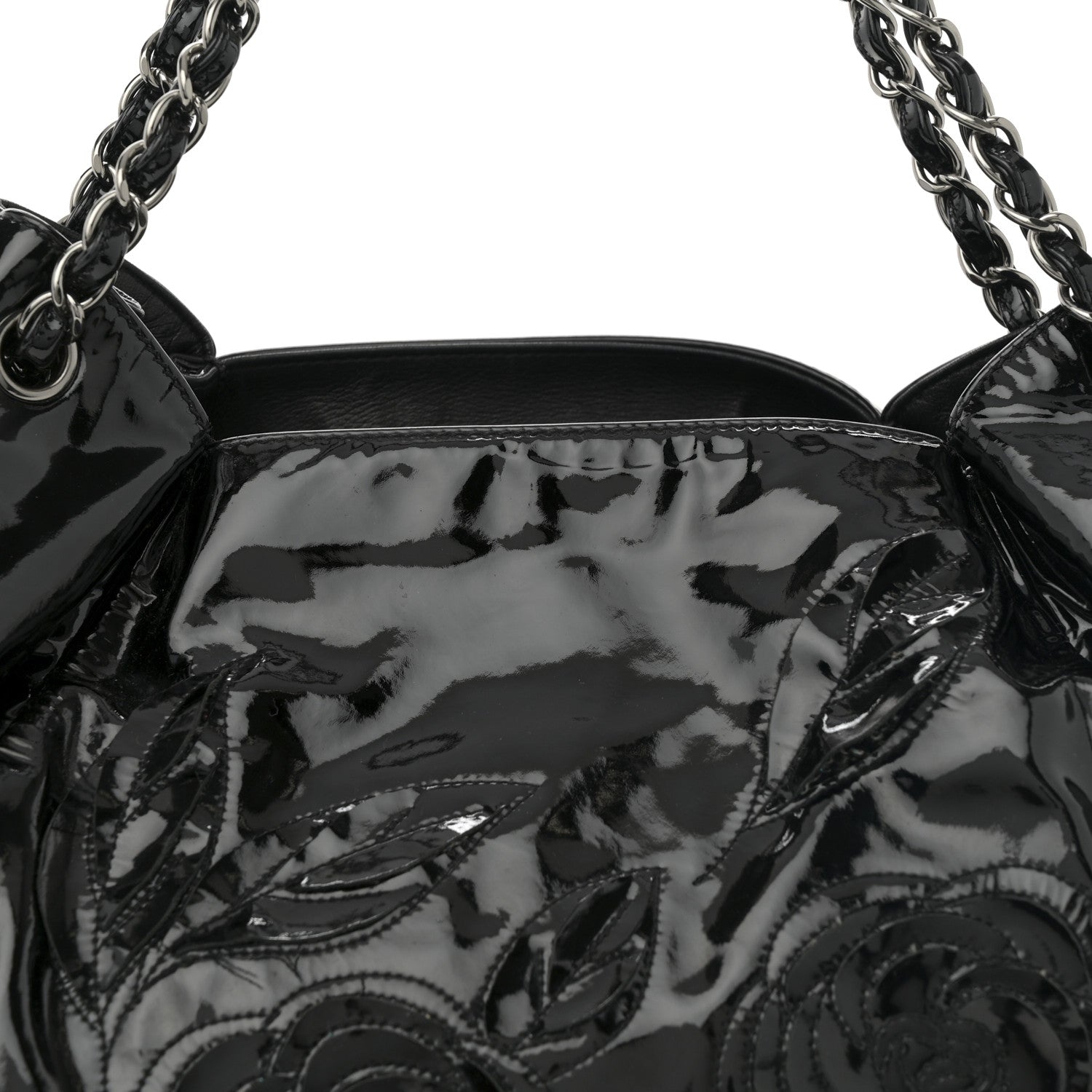 Chanel Patent Camellia Shoulder Bag Black 8 of 12