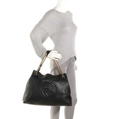 Gucci Pebbled Calfskin Large Soho Chain Shoulder Bag Black 2 of 9