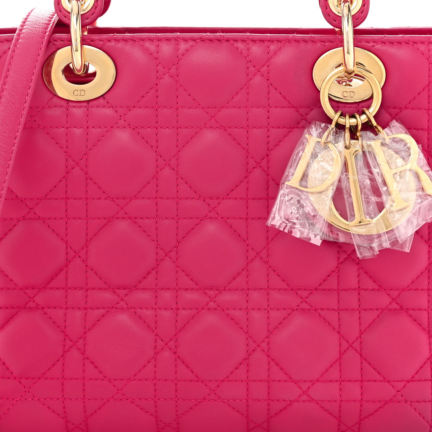 Lambskin Cannage Medium Lady Dior Fuchsia