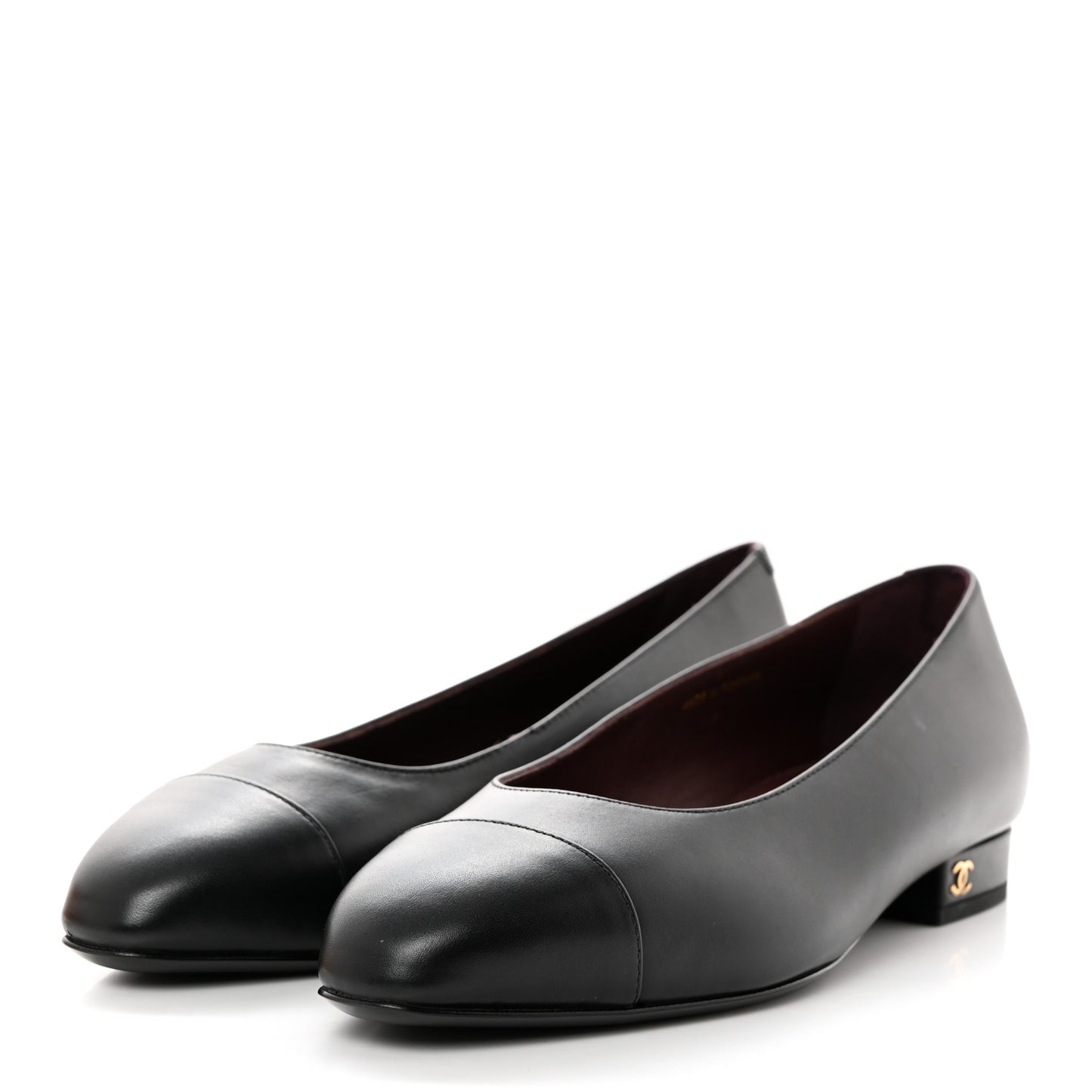 Lambskin Cap Toe Ballerina Flats 36.5 Black