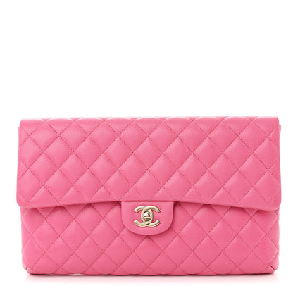 Chanel Caviar Quilted Flap Clutch Pink 1 of 12