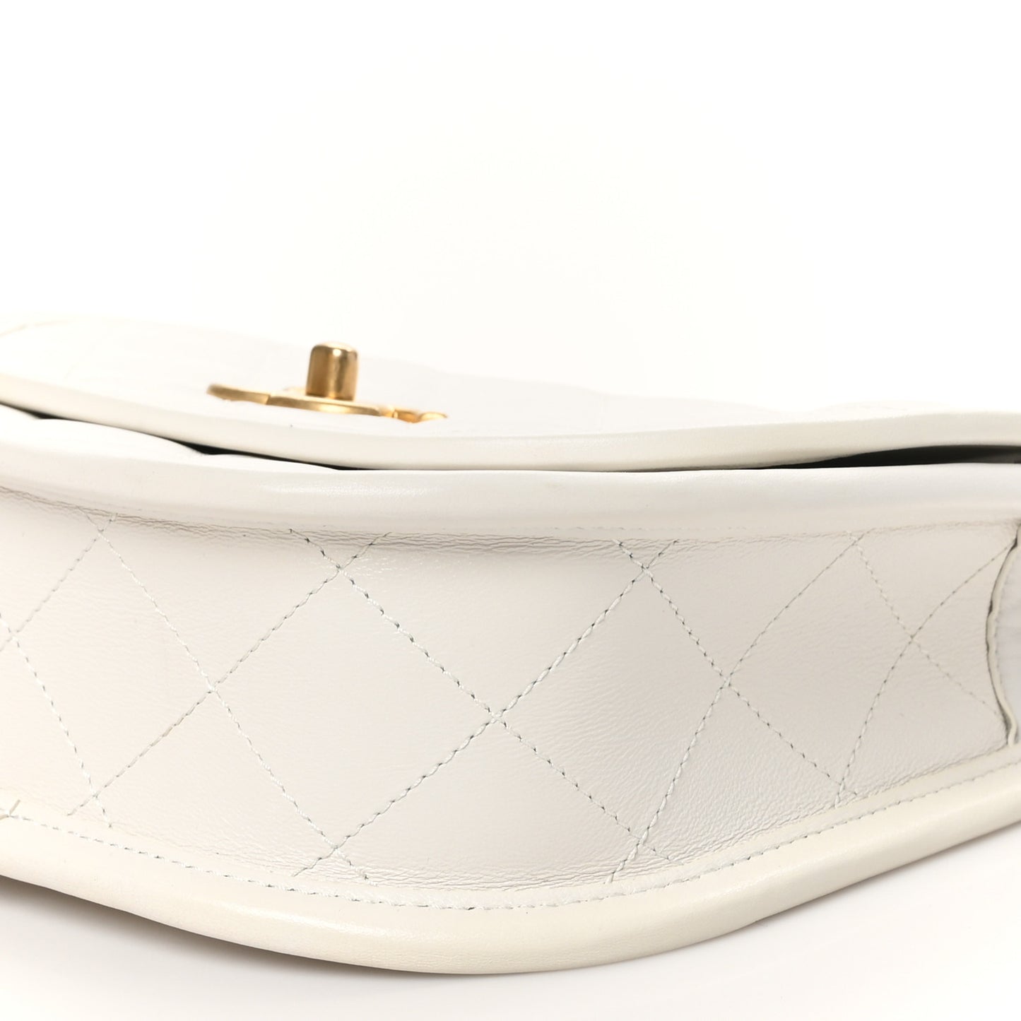 Lambskin Quilted Small Messenger Flap White