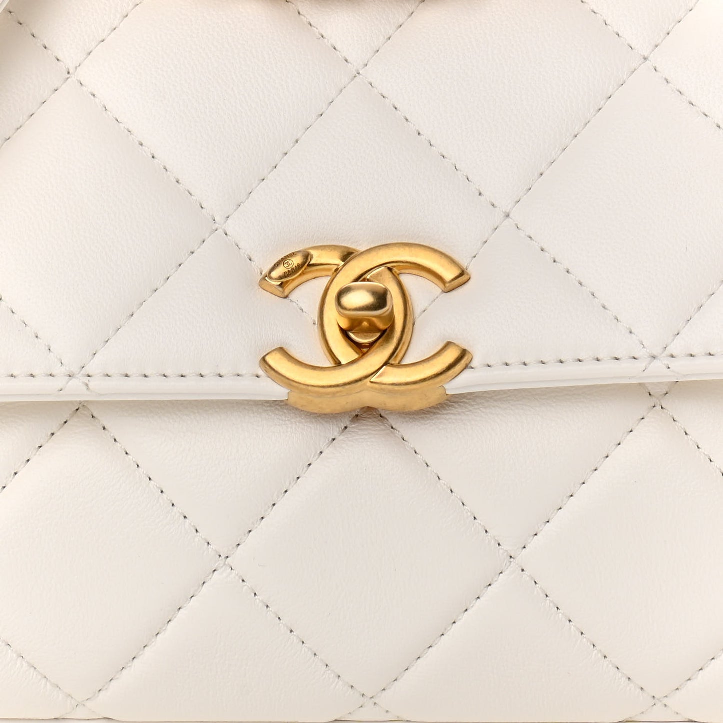 Lambskin Quilted Small CC Crystal Logo Chain Flap White