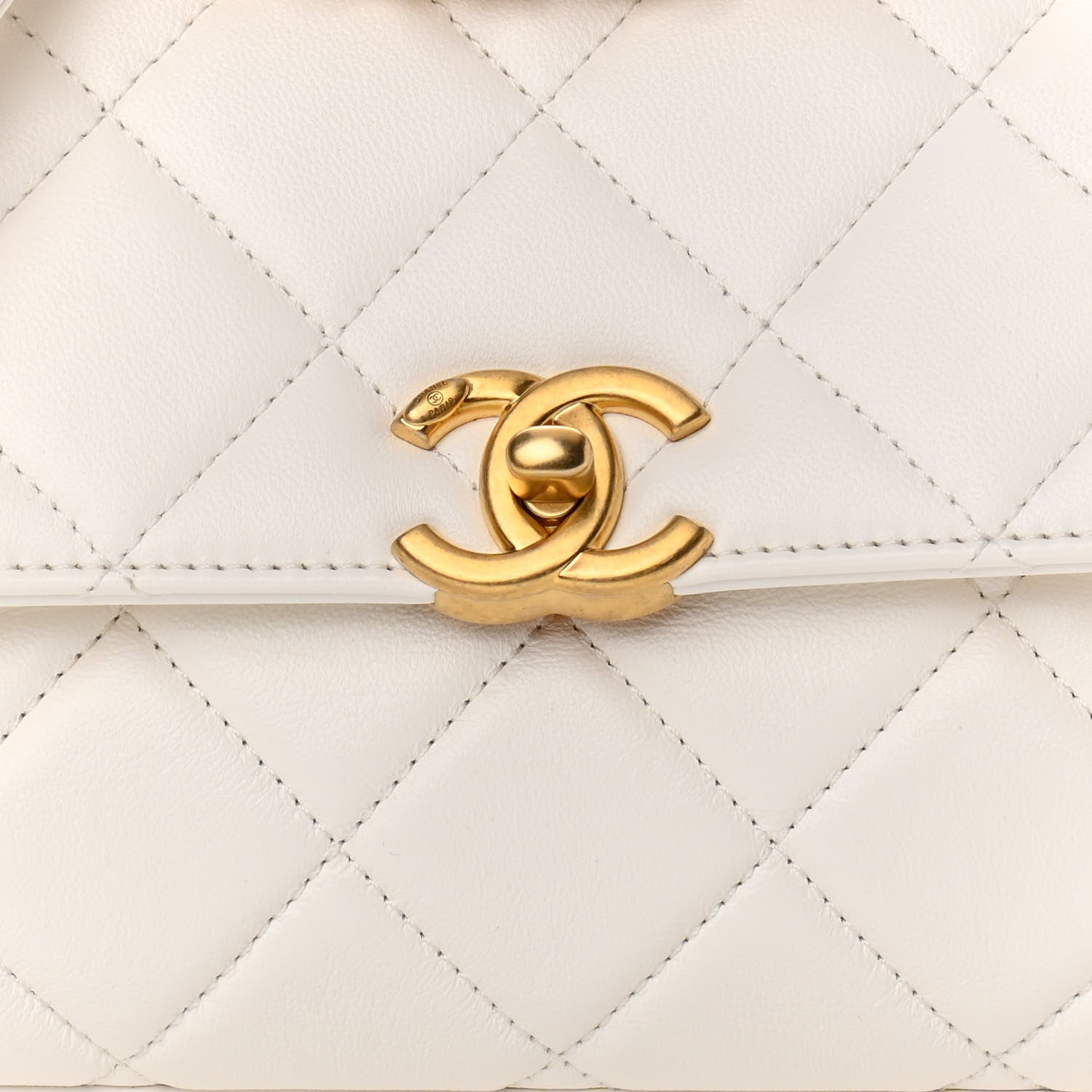Chanel Lambskin Quilted Small CC Crystal Logo Chain Flap White 8 of 11