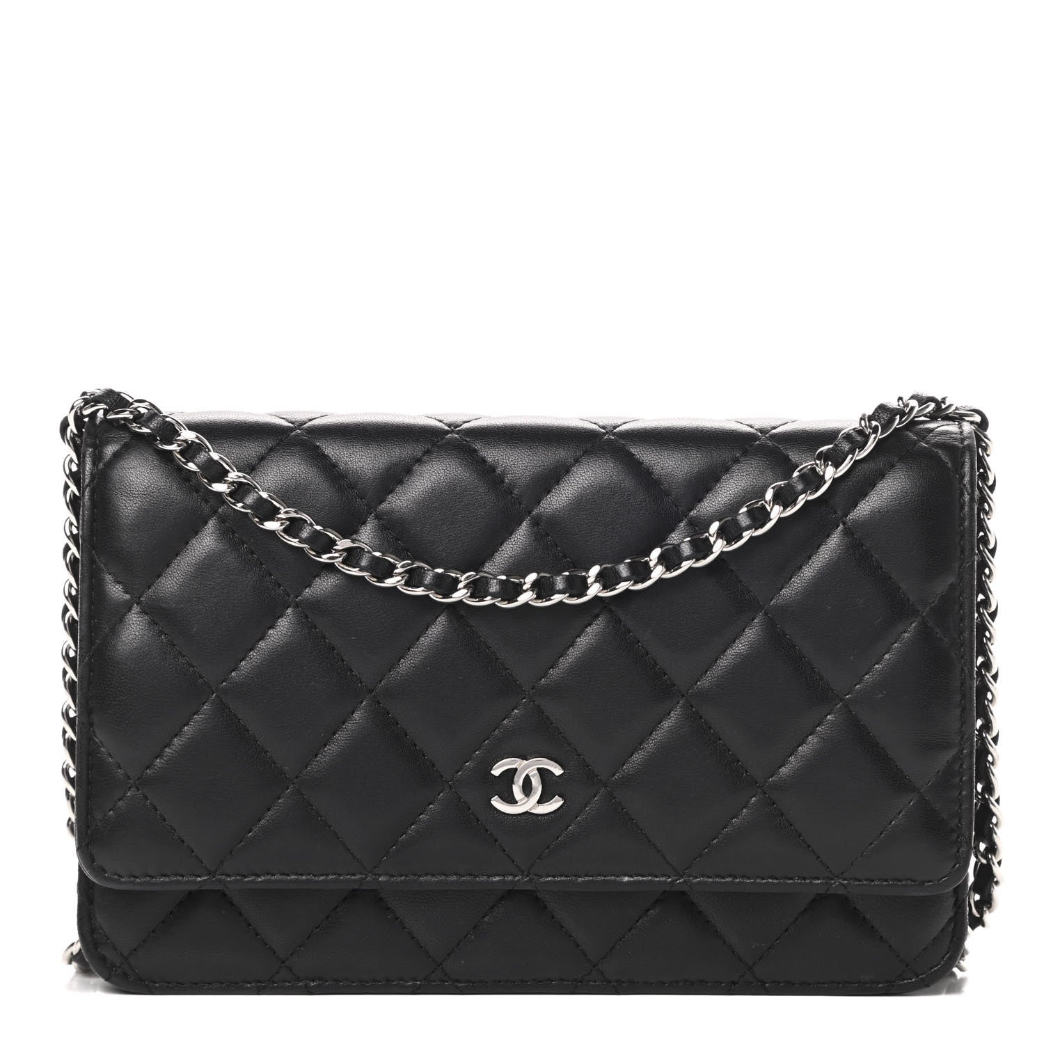 Chanel Lambskin Quilted Wallet On Chain WOC Black 1 of 17