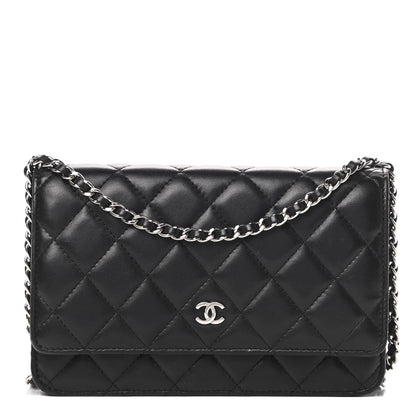 Chanel Lambskin Quilted Wallet On Chain WOC Black 1 of 17