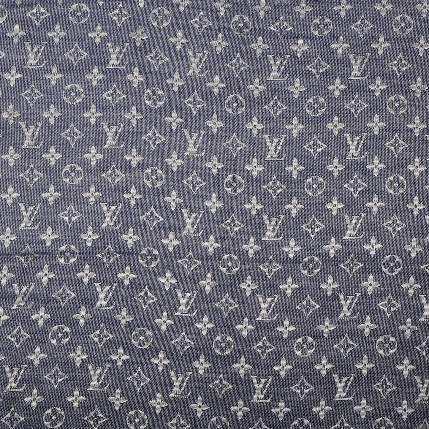 Silk Wool Monogram Denim Shawl Blue