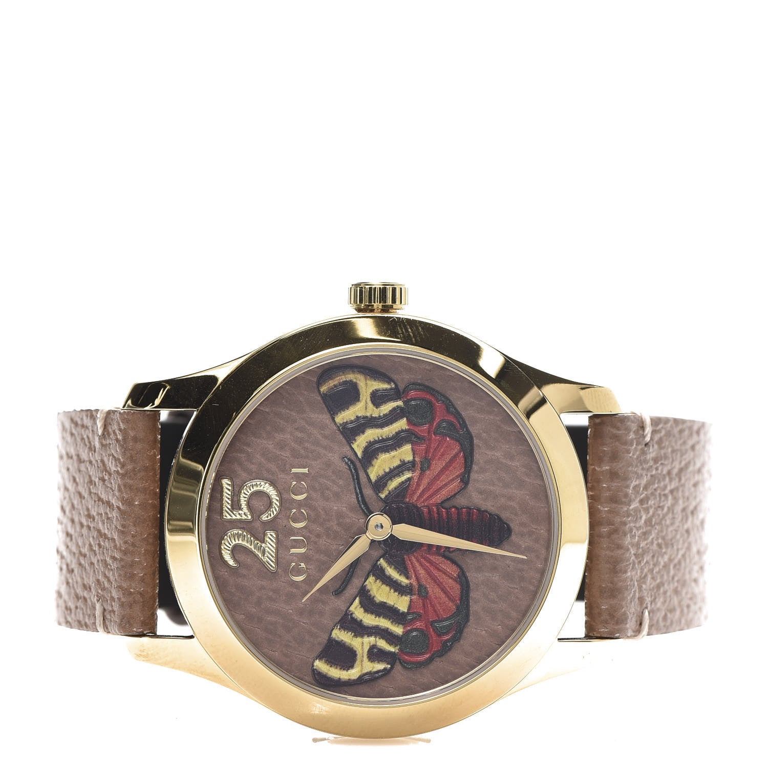 Gucci Stainless Steel Calfskin 38mm G-Timeless Moth Quartz Watch Brown 3 of 8