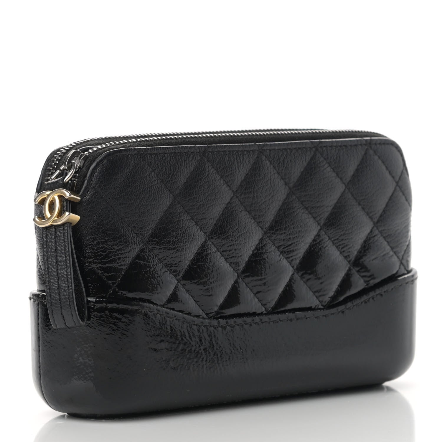 Chanel Patent Goatskin Quilted Small Gabrielle Clutch Black 3 of 13