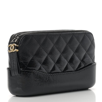 Chanel Patent Goatskin Quilted Small Gabrielle Clutch Black 3 of 13