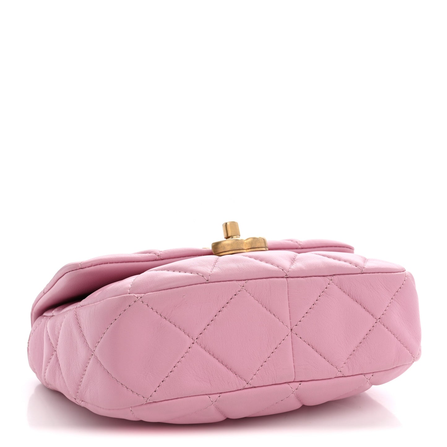 Lambskin Quilted Mini Lacquered Chain Flap Pink