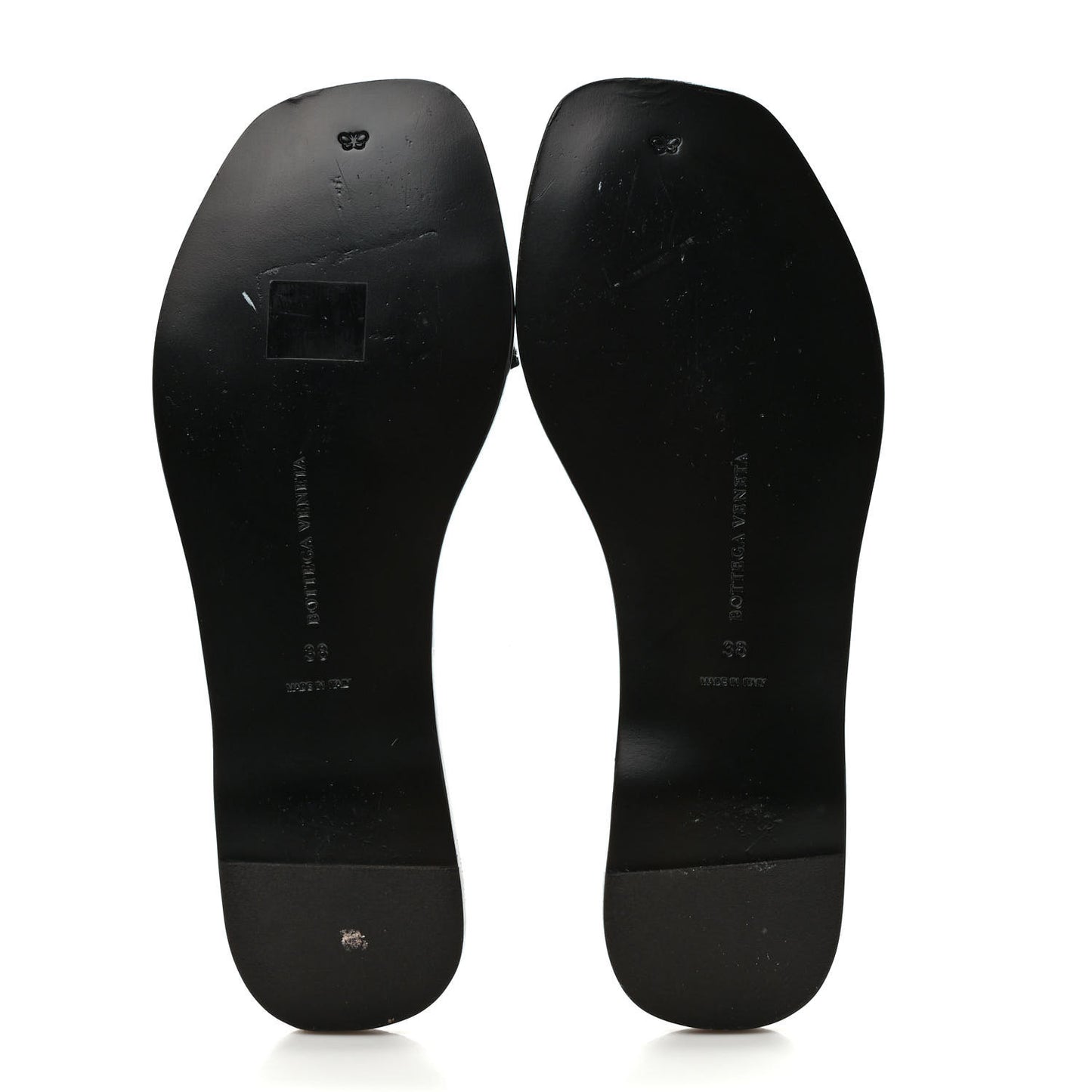 Nappa Embossed Flat Sandals 38 Black