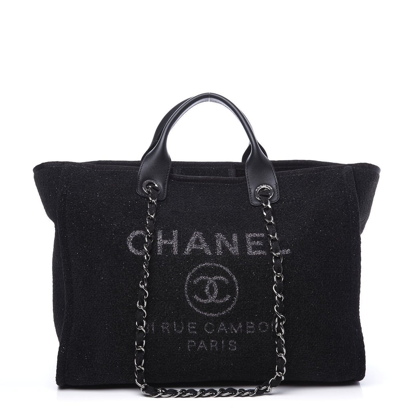 Lurex Boucle Medium Deauville Tote Black