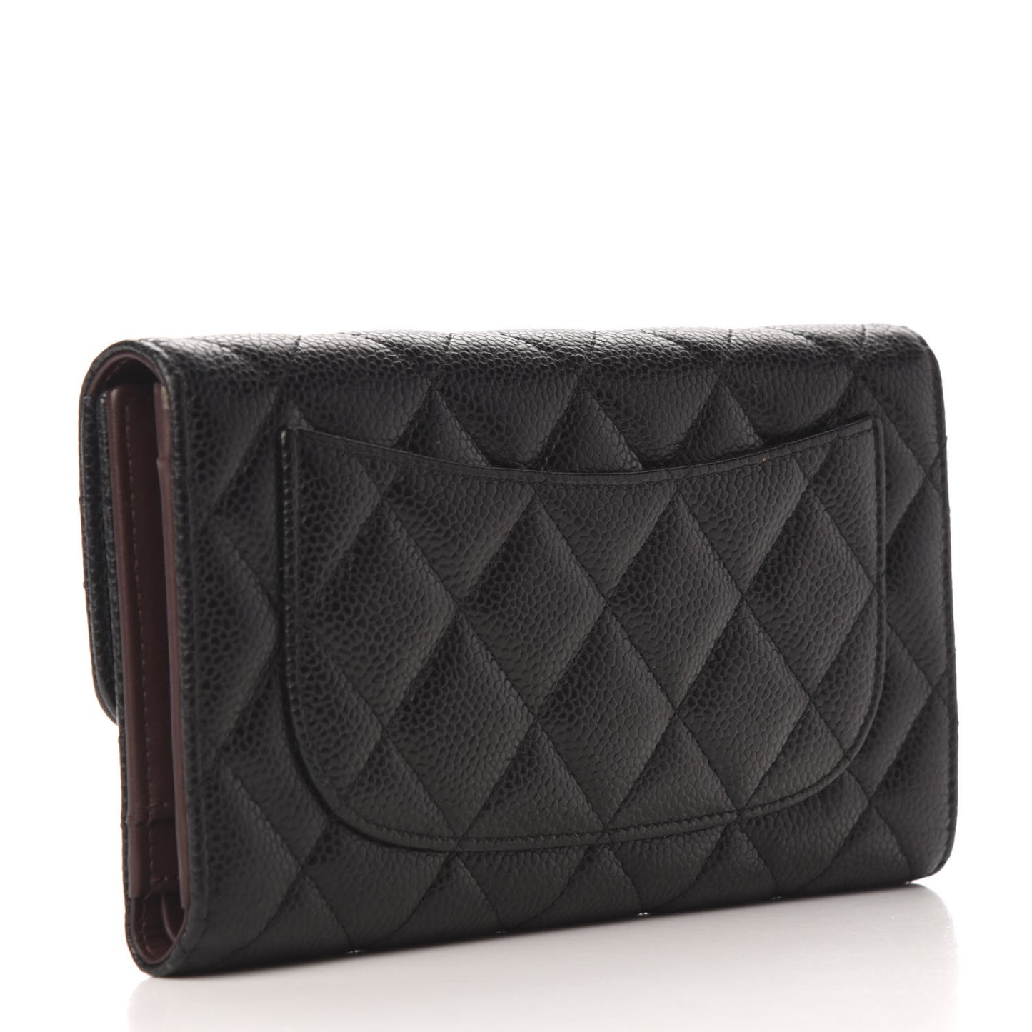Caviar Quilted Large Flap Wallet Black