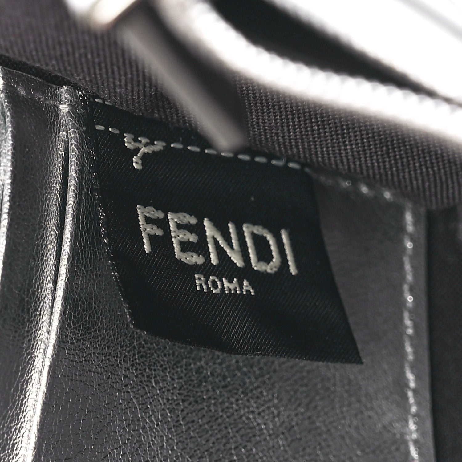 Fendi Vitello Soft Catalan Mirror F is Fendi Bi-Color FF 1974 Embossed Medium Envelope Wallet On Chain Maya Black Argento 6 of 12