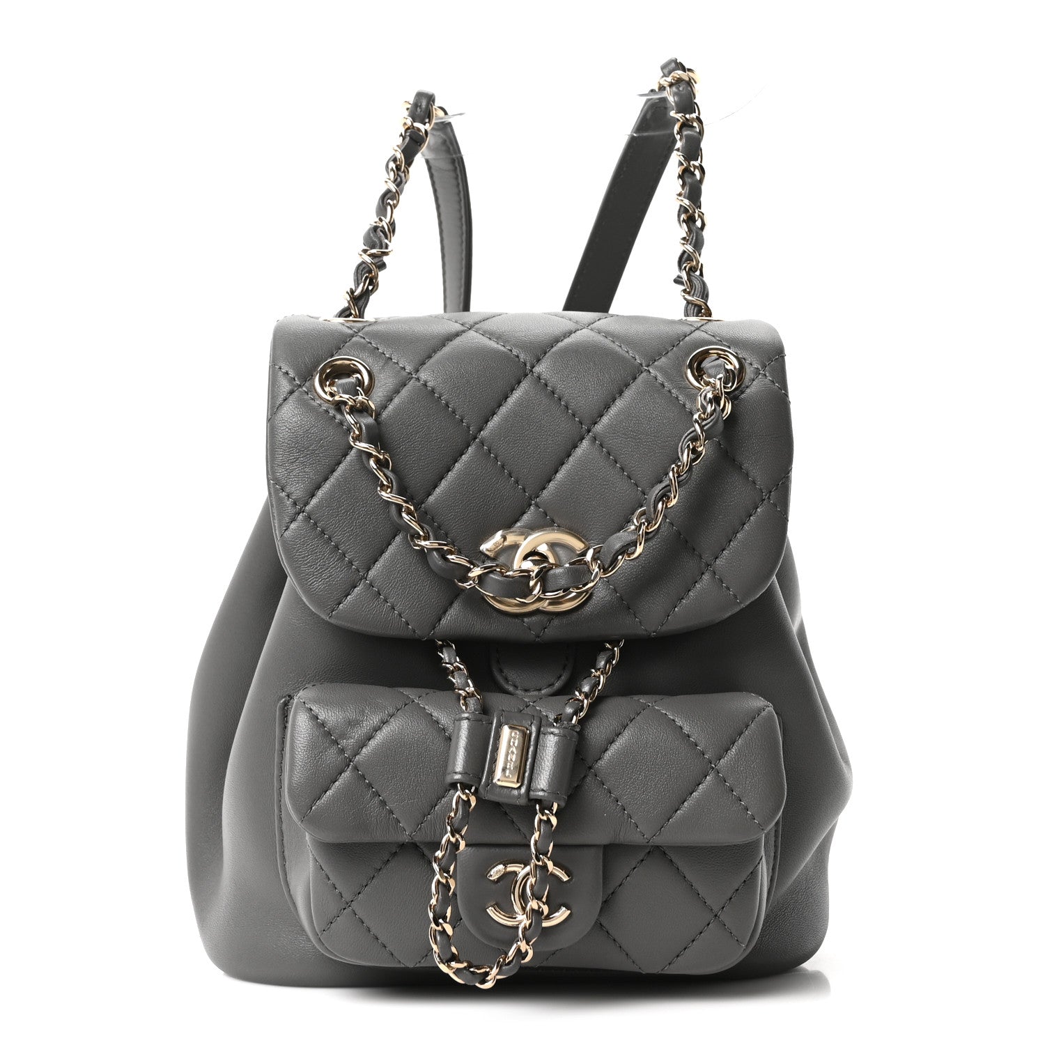 Chanel Lambskin Quilted Small Duma Drawstring Backpack Grey 1 of 9