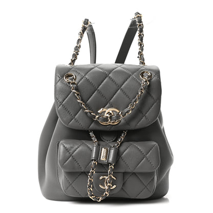 Chanel Lambskin Quilted Small Duma Drawstring Backpack Grey 1 of 9