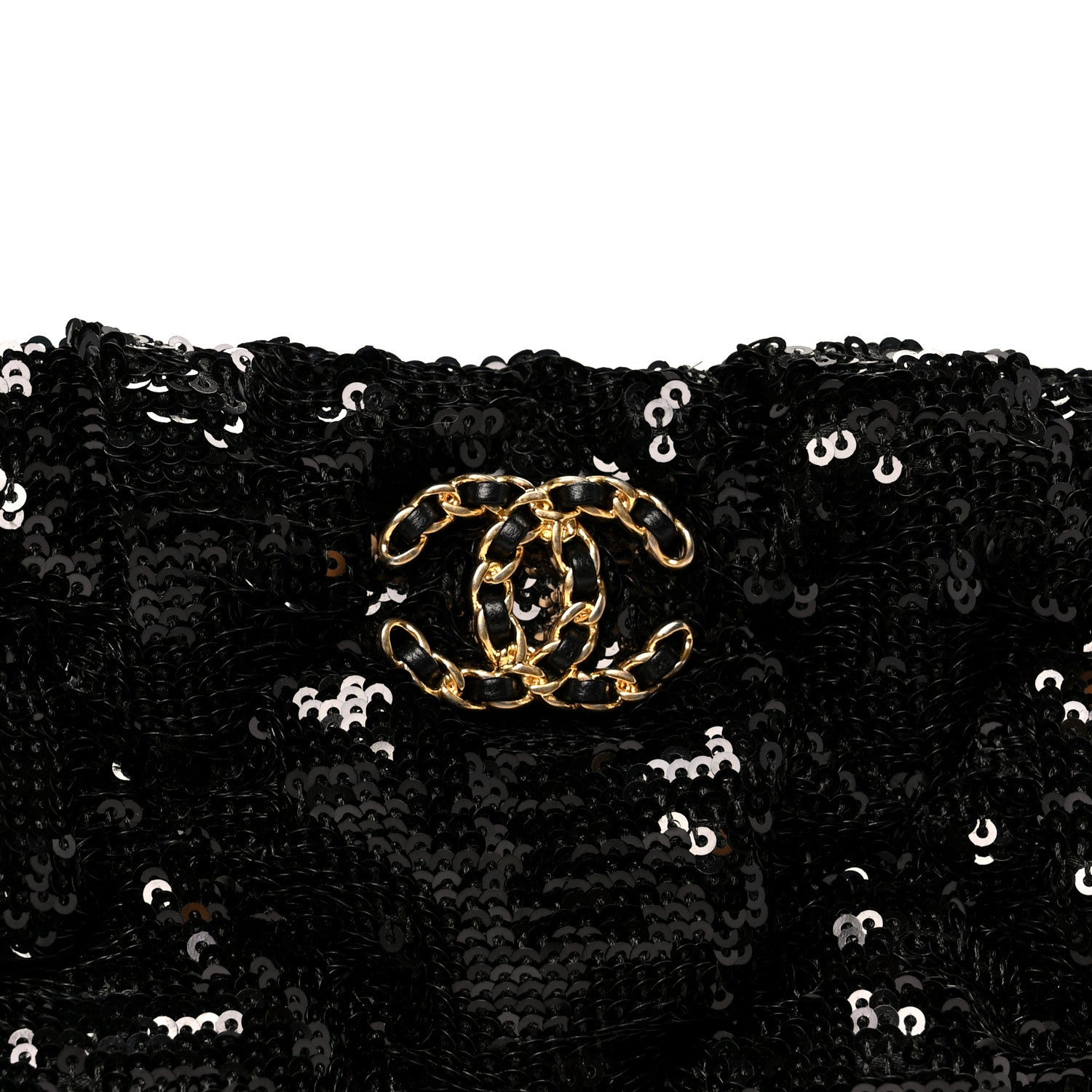 Chanel Sequins Quilted Large Chanel 19 Pouch Black 8 of 8