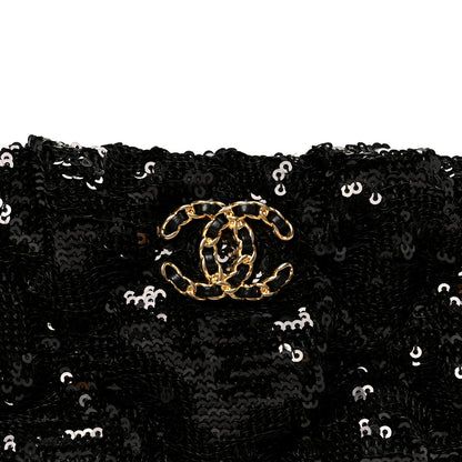 Chanel Sequins Quilted Large Chanel 19 Pouch Black 8 of 8