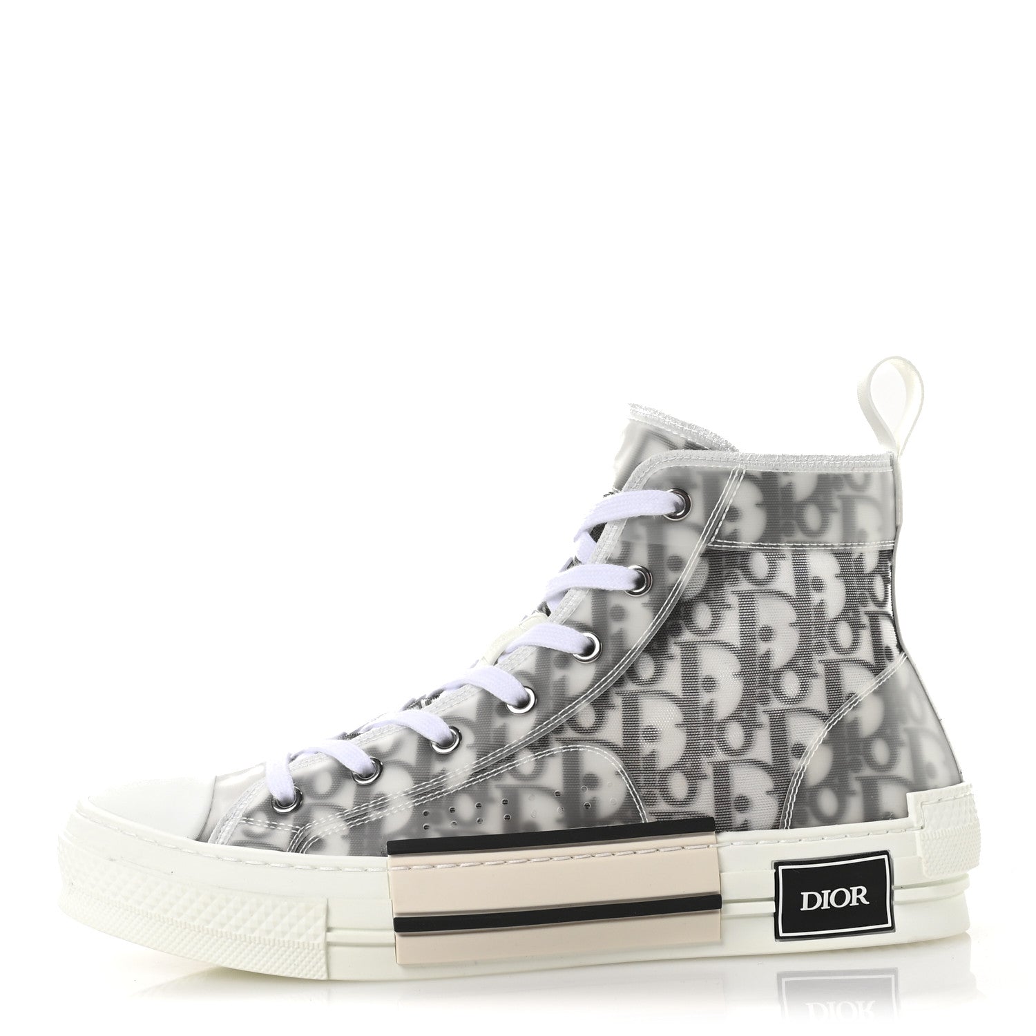 Christian Dior Technical Canvas Oblique B23 High Top Sneakers 41 White Black 1 of 8