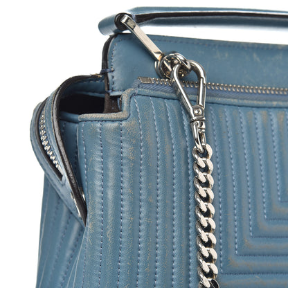 Fendi Shiny Nappa Trapuntata Small DotCom Click Top Handle Chain Satchel Blue 14 of 14