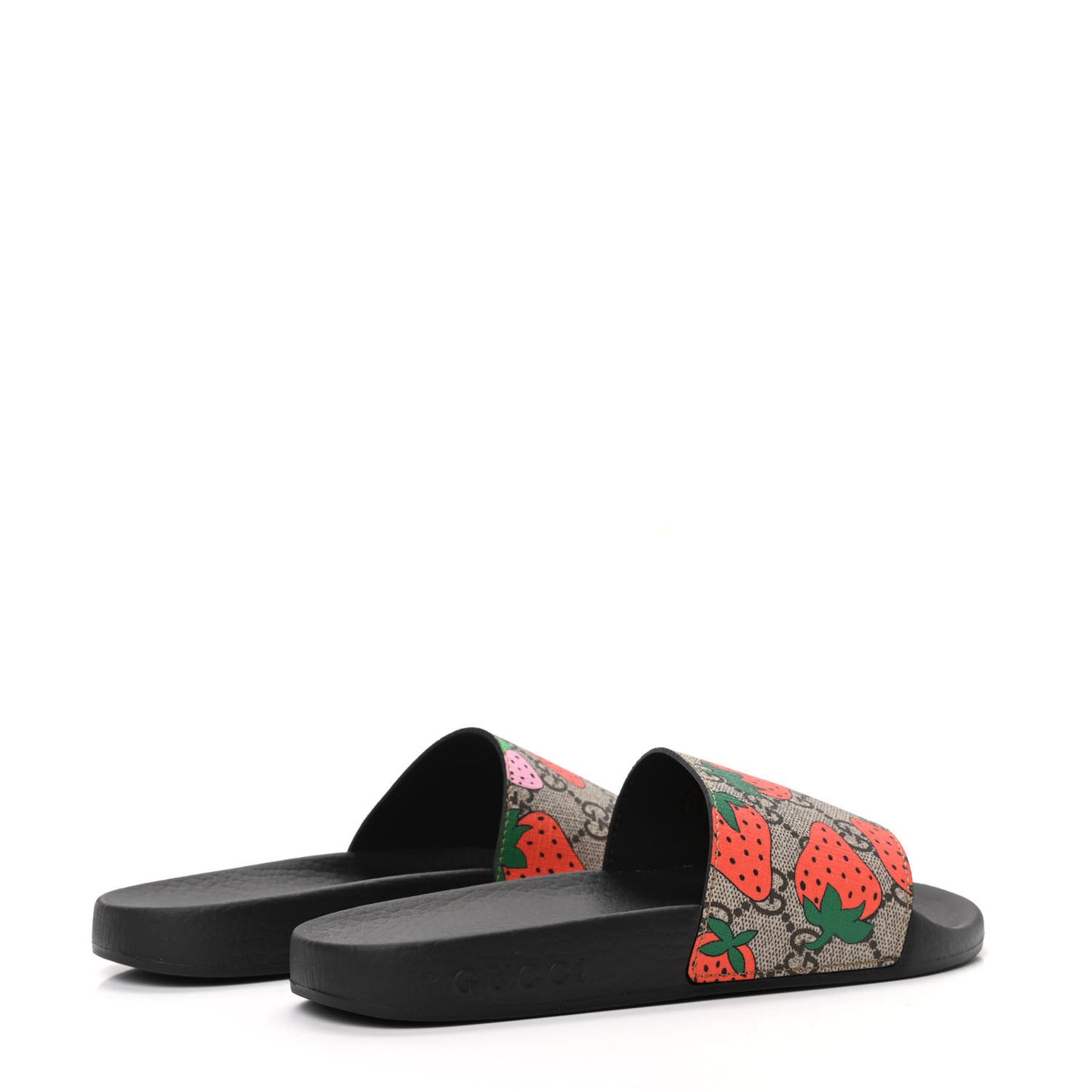 GG Supreme Monogram Strawberry Slide Sandals 36 Beige Multicolor