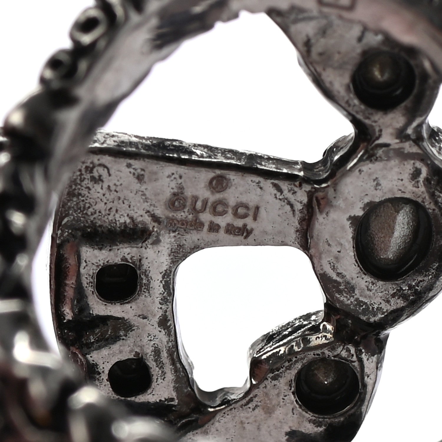 Gucci Crystal Double G Ring 7.5 Aged Silver 4 of 4