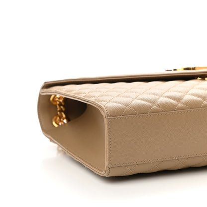 Saint Laurent Grain De Poudre Textured Mixed Matelasse Triquilt Large Monogram Satchel Natural Tan 10 of 11
