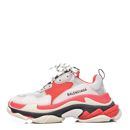 Balenciaga Fabric Mesh Womens Triple S Sneakers 38 Red Grey White 1 of 10