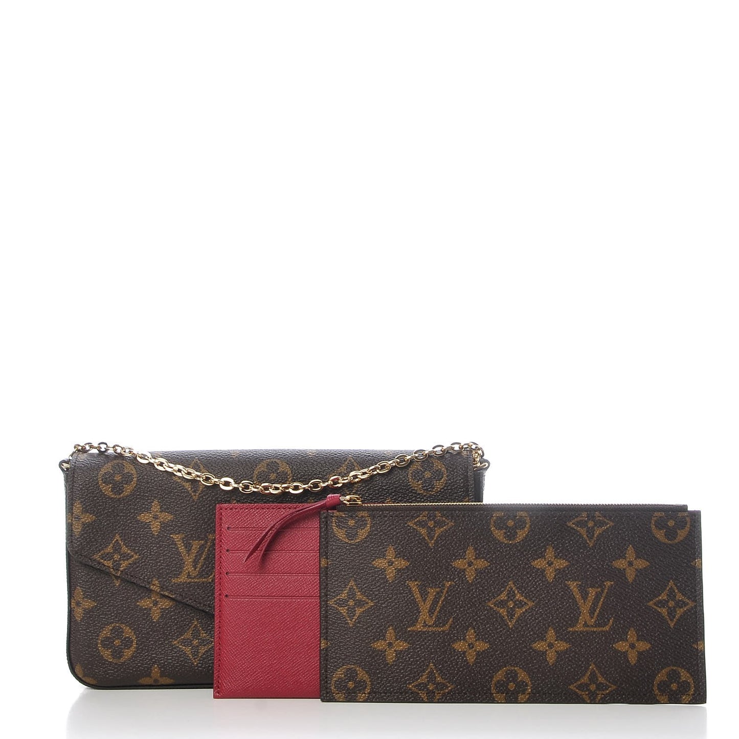 Monogram Pochette Felicie Chain Wallet Fuchsia