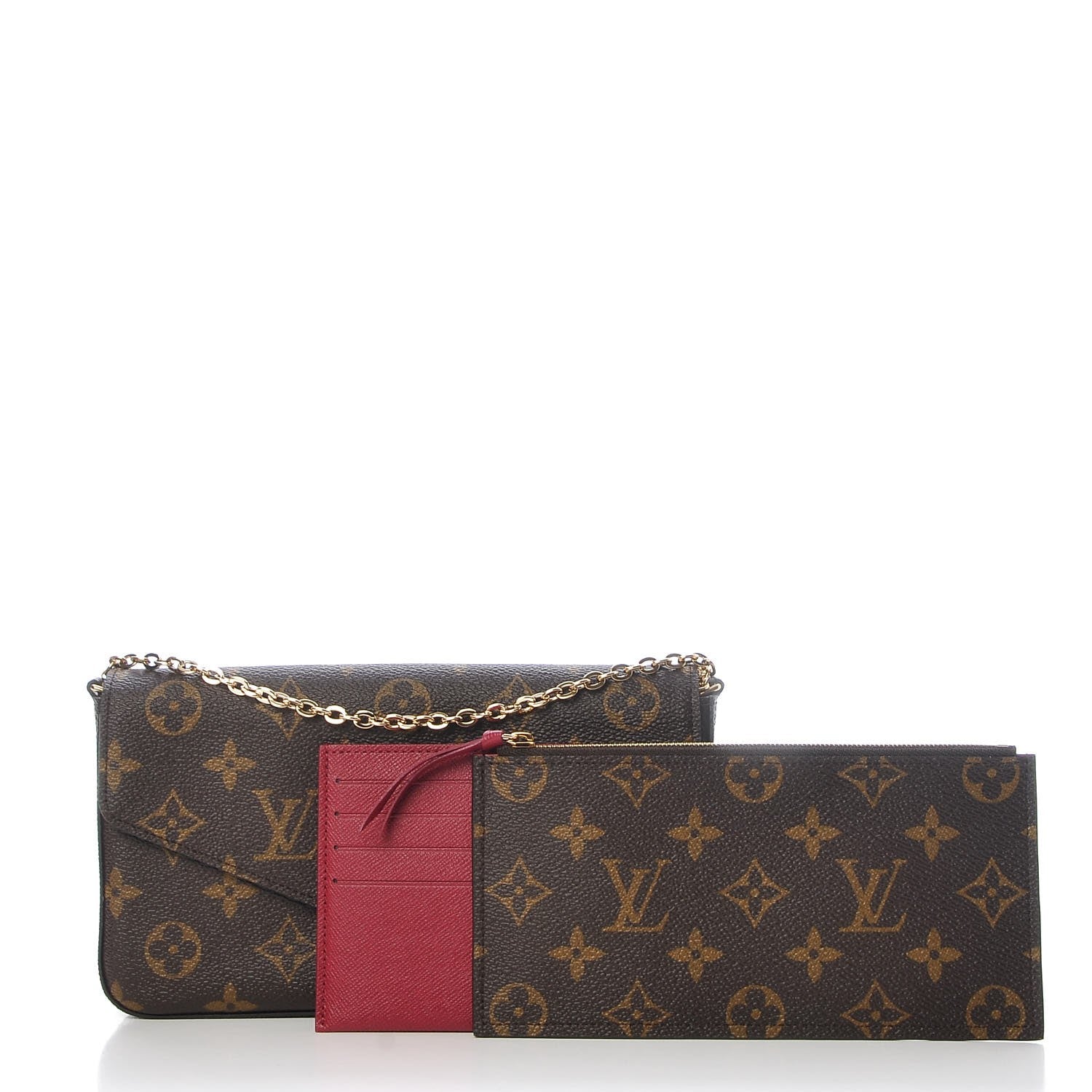 Louis Vuitton Monogram Pochette Felicie Chain Wallet Fuchsia 7 of 13