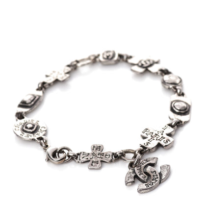Chanel CC Cross Charms Bracelet Silver 1 of 4