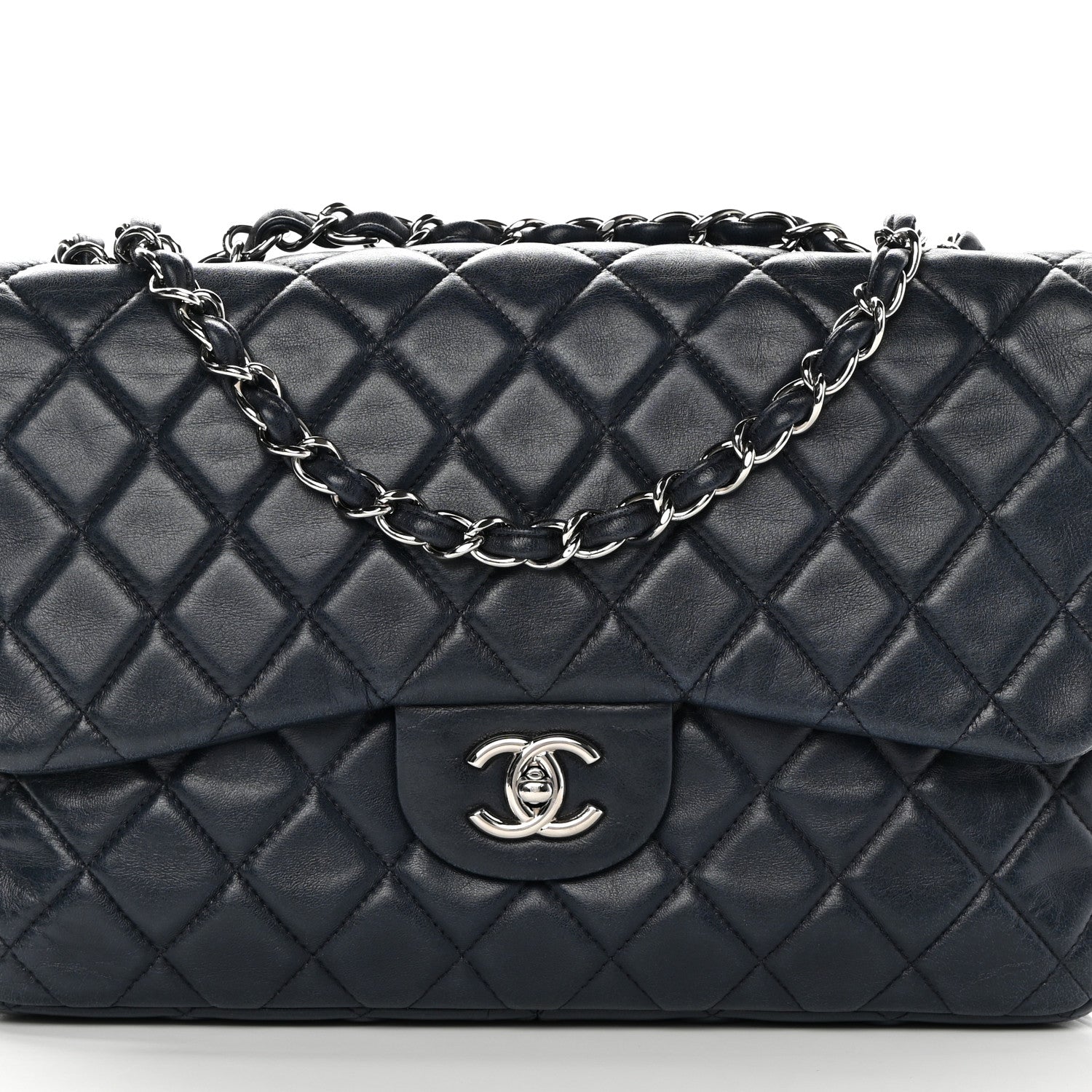 Chanel Lambskin Quilted Jumbo Single Flap Navy 7 of 11