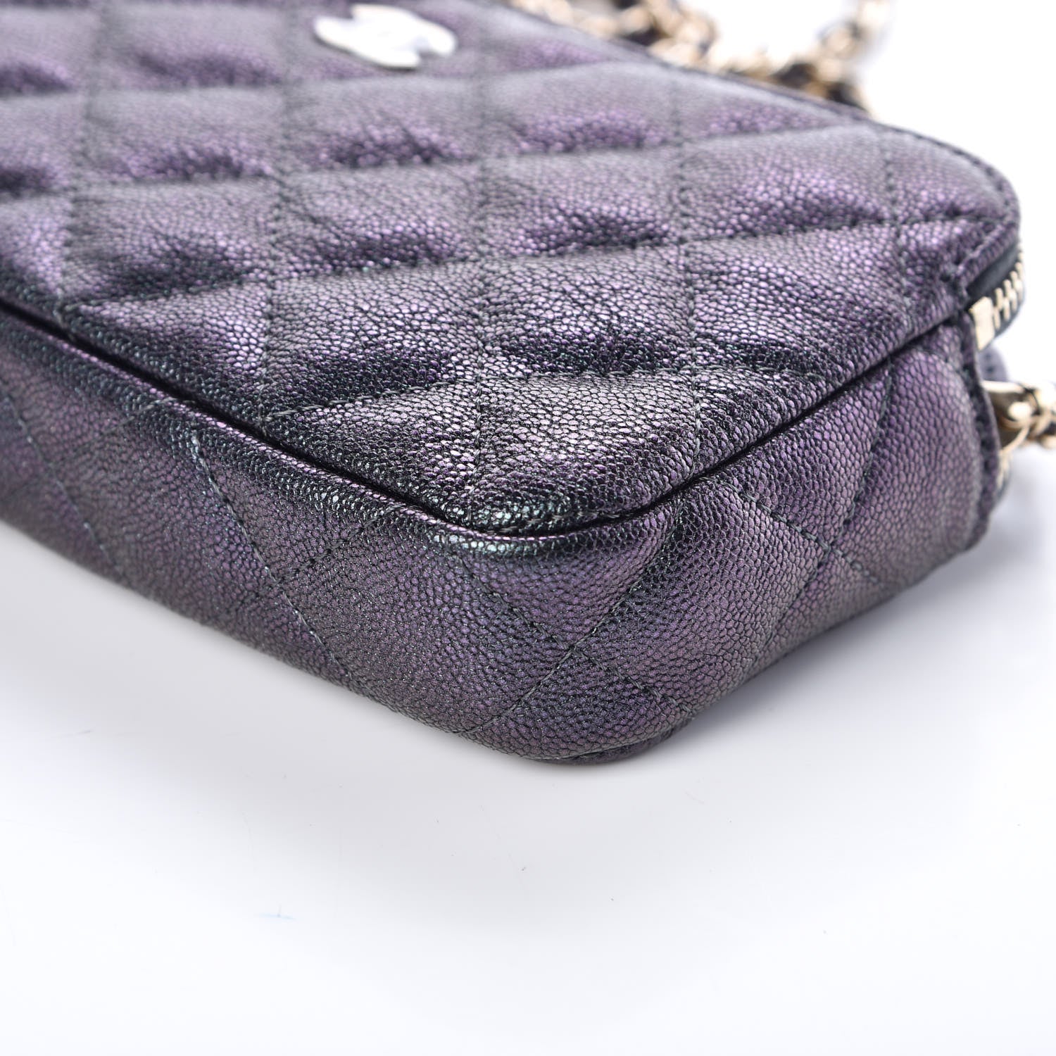 Chanel Iridescent Caviar Quilted Clutch With Chain Black 6 of 12