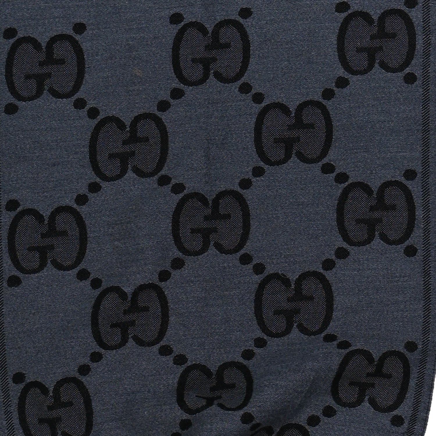 Gucci Wool Jacquard Monogram Jumbo GG Nest Mel Scarf Lead Black 5 of 5
