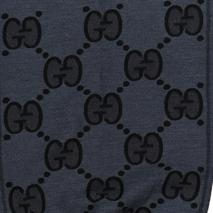 Gucci Wool Jacquard Monogram Jumbo GG Nest Mel Scarf Lead Black 5 of 5
