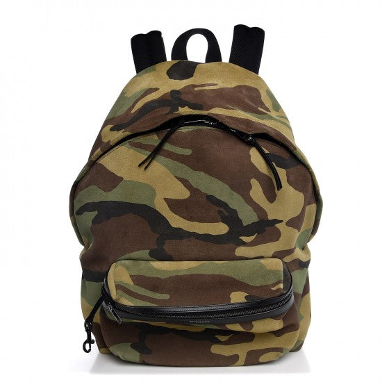 Suede Camo Print Backpack Green