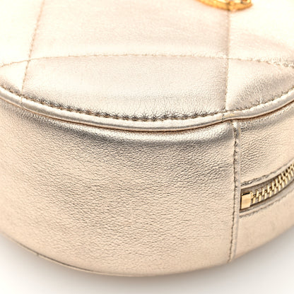 Chanel Metallic Lambskin Quilted Chanel 19 Round Clutch With Chain Gold 10 of 11