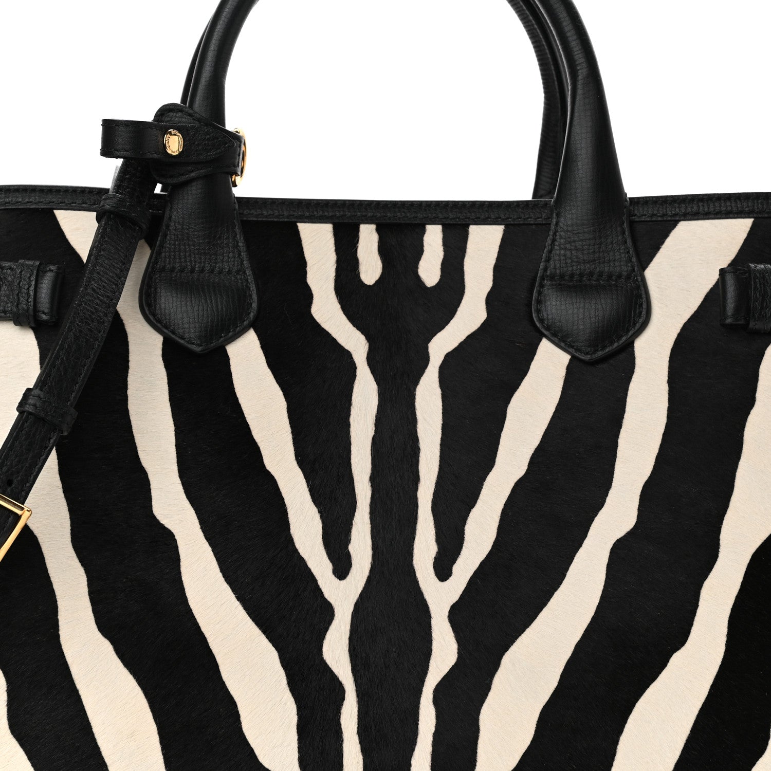Burberry Calf Hair House Check Zebra Print Medium Banner Tote Natural Black 8 of 12