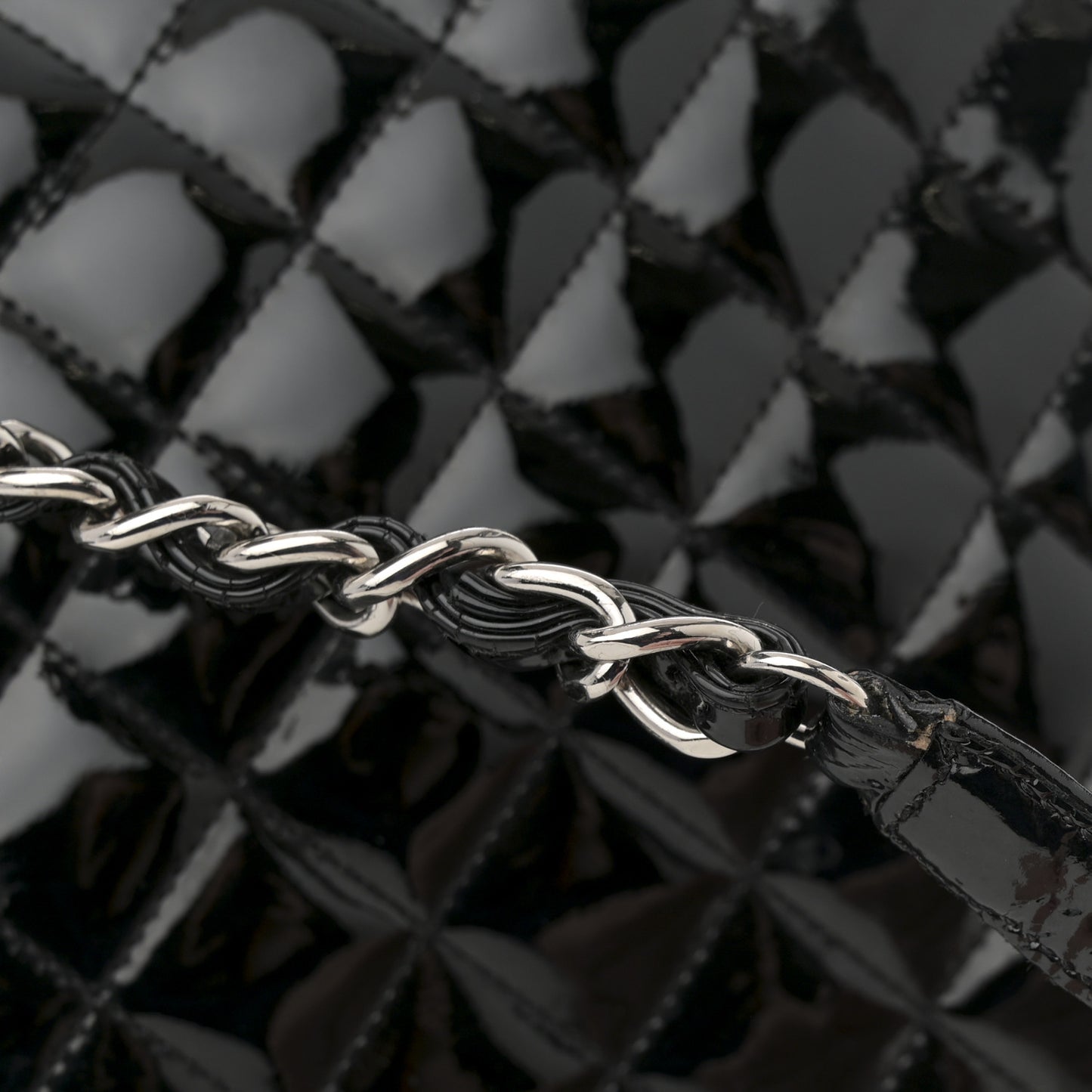 Patent Quilted Medium Just Mademoiselle Bowling Bag Black
