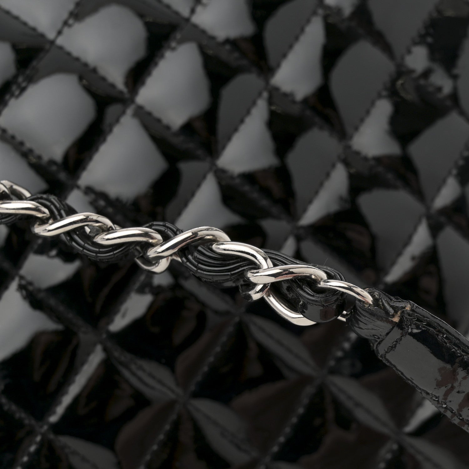 Chanel Patent Quilted Medium Just Mademoiselle Bowling Bag Black 14 of 14