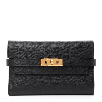 Hermes Epsom Medium Kelly Wallet Black 1 of 8