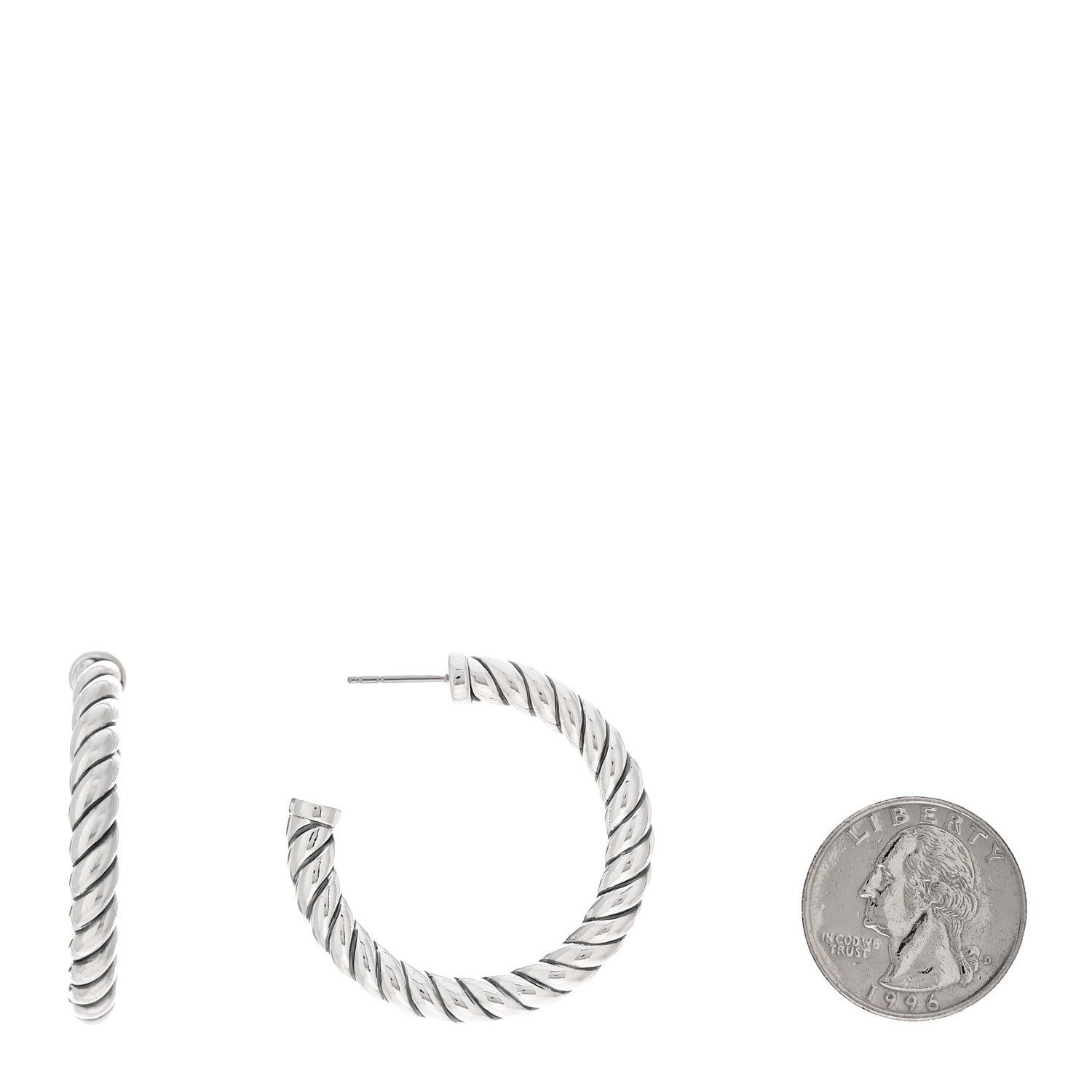 David Yurman Sterling Silver Sculpted Cable Hoop Earrings 2 of 5