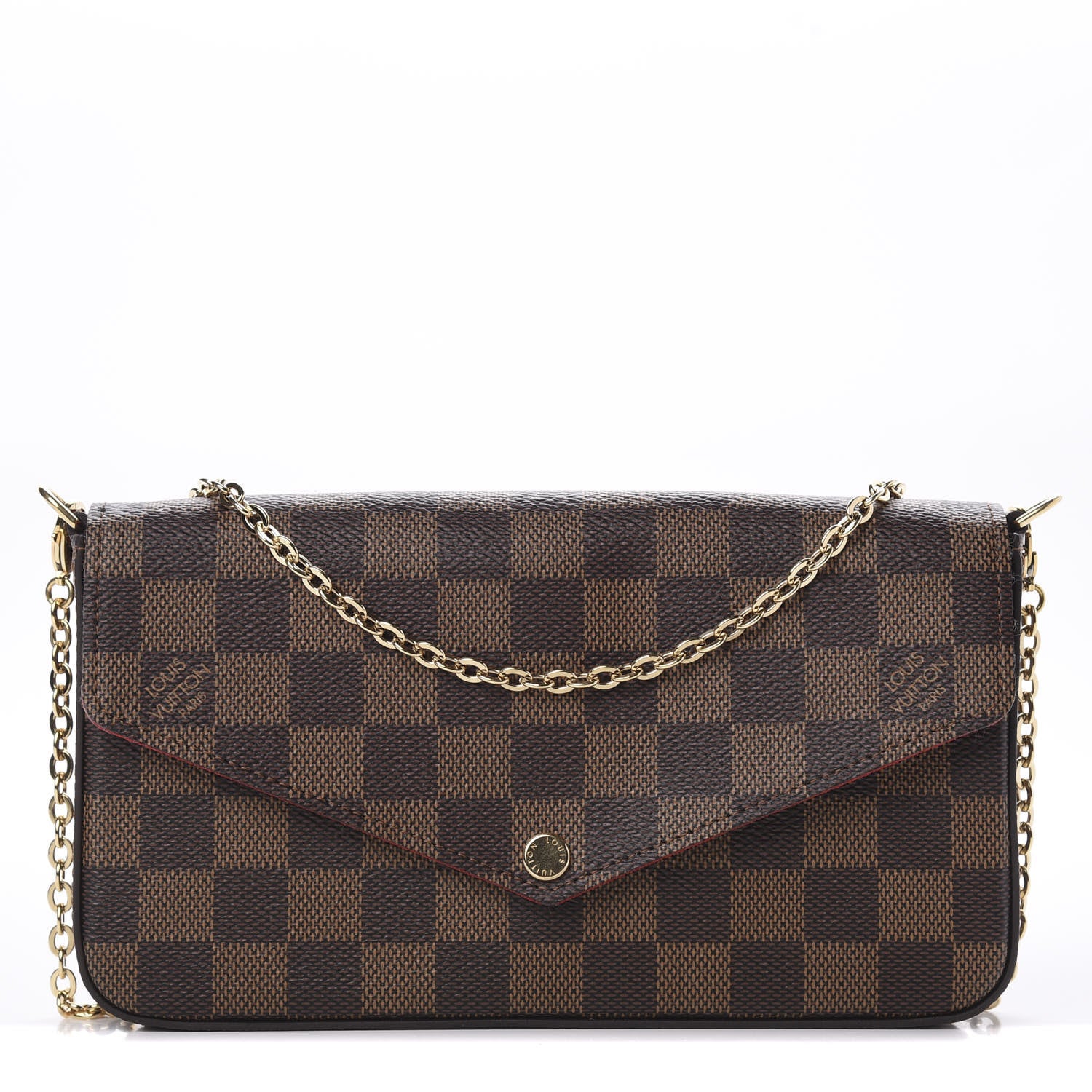 Louis Vuitton Damier Ebene Pochette Felicie Chain Wallet 1 of 11
