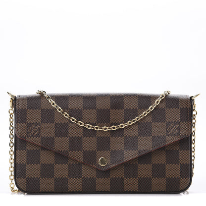 Louis Vuitton Damier Ebene Pochette Felicie Chain Wallet 1 of 11
